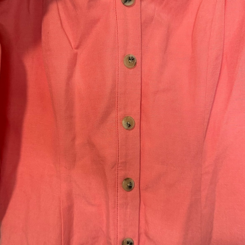 Mara Hoffman Mika Pink Linen Puff Sleeve Button Down Boho Picnic Maxi‎ Dress 4 - Picture 7 of 8